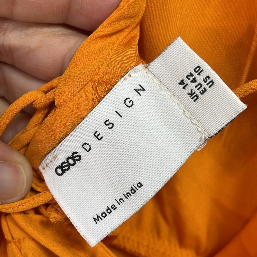 🦅 nwt ASOS orange crisscross back full length maxi chiffon dress - Picture 9 of 10